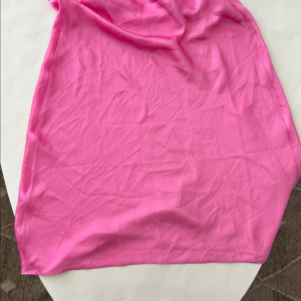 Nwt Onarin Ms. Pleat Silk Halter Midi Dress In Dragonfruit Pink Xs $289 — image 5 of 8